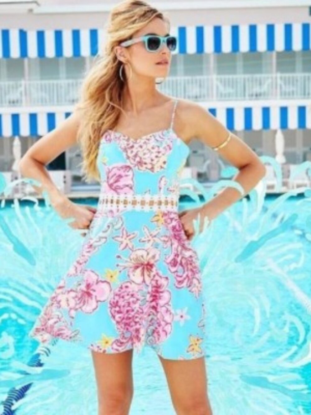 Lilly Pulitzer New Vibrant Lenore Lolita With Sunglow Breakwater Blue Dress, 12